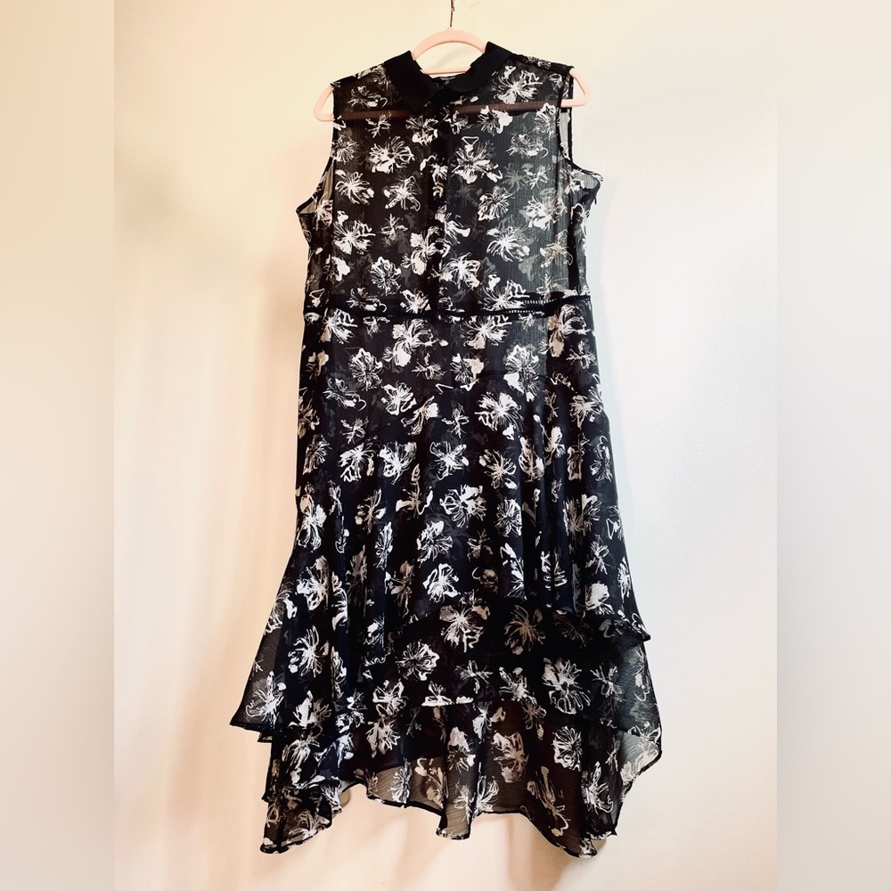 Simply Vera Vera Wang Sheer Black And White Dress Size XL